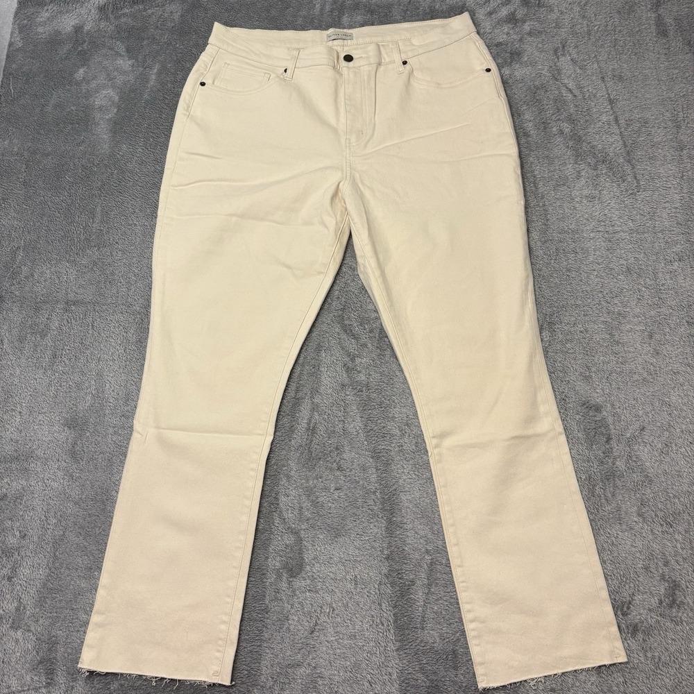 Oliver‎ Logan Crosby Relaxed Taper Jeans 34 Cream Off White Raw Hem NWOT